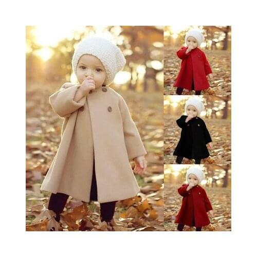 Hot Baby Woollen Overcoat Western Style Toddler Girls Fall Winter New Long Jacket Kids Round Collar Long Sleeve Cloak Wool Coat