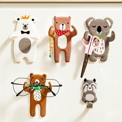 Lovely Animal panda Fridge Key Wall Kitchen Hoosk can Washed holder Bird wall hook reused use Mobile phone holder Home Decorati