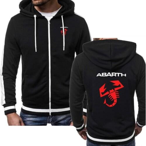 2021 NEW Men Hoodies Abarth Car Logo Print fashion Casual color Hooded Fleece Sweatshirts zipper Jacket Man Clothing