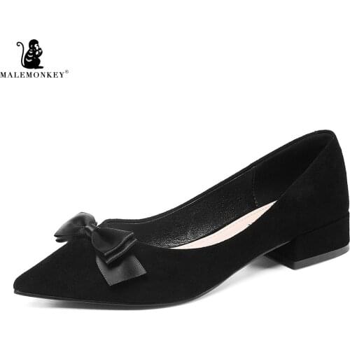 Male Monkey 2019 Fashion Women Pumps Shoes Low Heel Square Heel Pumps Solid Leather Women Casual Shoes Slip On Pumps