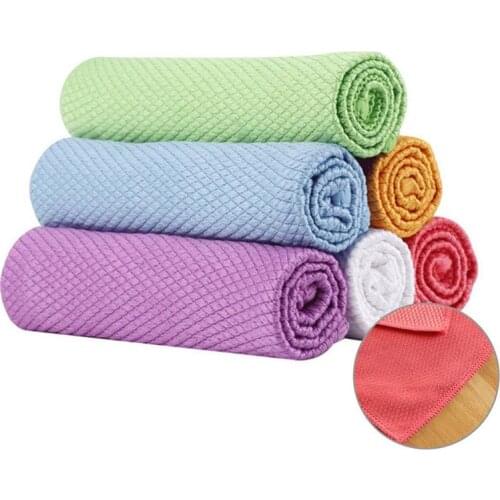 One Set Seaming Type Glass Cleaning Rag Fish Scale Rag Household Wiping Cup Table Cloth Kitchen Dish Rag Microfiber Rag