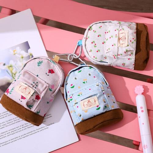 New Fashion Kawaii Fabric Canvas Mini Floral Backpack Women Girls Kids Cheap Coin Pouch Change Purses Clutch Bags Wholesale