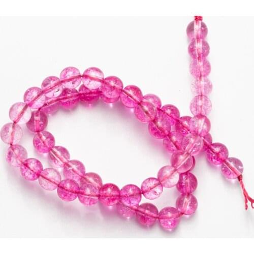 Wholesale Natural Cracked Rose Red Glass Beads Stone Needlework for Jewelry Making 6 8 10mm DIY Bracelet Necklaces Earrings