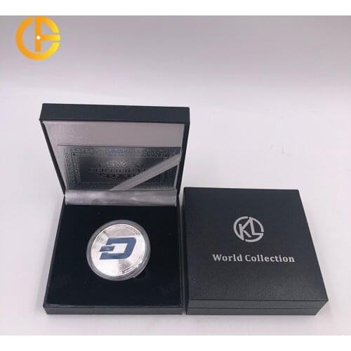 Glod/Silver Special Dash Coin Non-currency Ripple Bitcoin XRP Commemorative 1PCs 40mm Souvenir with Case Gift Physical Imitation