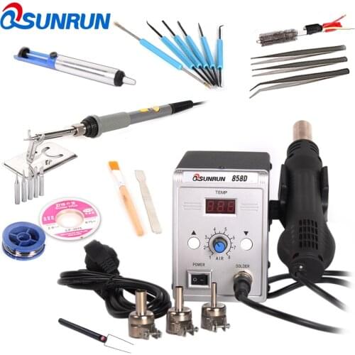Qsunrun 858D 700W BGA Rework Station,858D+ ESD Soldering Station,LED Digital Display Desoldering Station And Hot Air Gun Holder