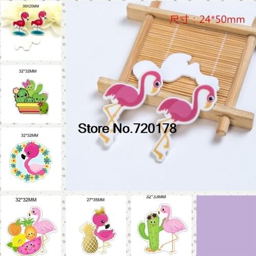 30pcs/50pcs 7styles Popular cartoon Flamingos plastic flat back planar resin for DIY Craft Supplies JOR03