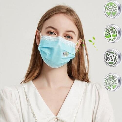 Aromatherapy Buckle Face Clip Essential Oil Diffuser Stainless Steel Perfume Locket Tree of Life Brooch Jewelry Women Gift