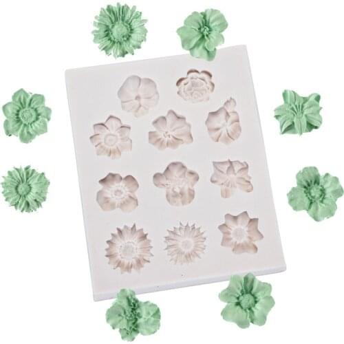 Various mini flower shape baking tools fondant cream mousse cake chocolate pink silicone mold wedding decoration mould