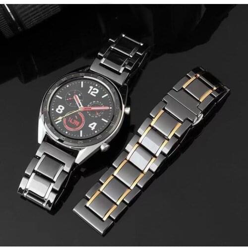 Ceramic Metal Strap for Samsung watch 46mm/Active 2/Huawei GT2/Amazfit GTR Replacement belt for Samsung watch 3 22mm 20mm band