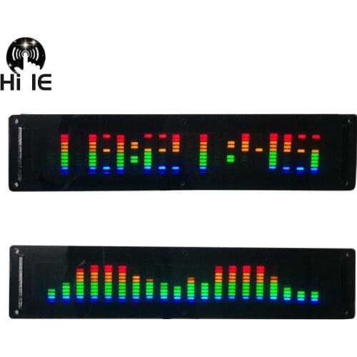 1PC LED Color Screen Music Audio Spectrum Indicator Level Indicator VU Meter Speaker Amplifier Voice Control Module With Case