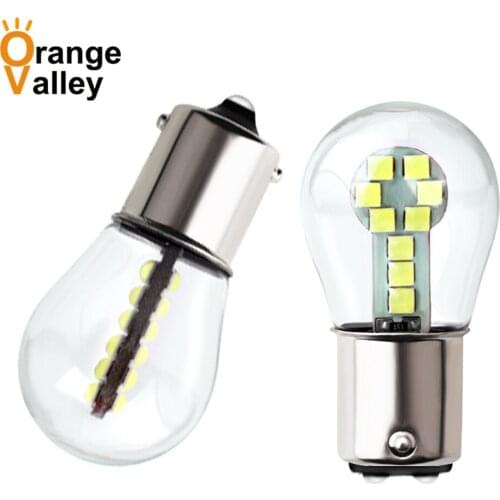 2Pcs P21W 1156 BA15S LED Bulbs Car Lights 1157 BAY15D Turn Signal Reverse Brake Light R5W 3030 LEDs Automobiles Lamp DRL