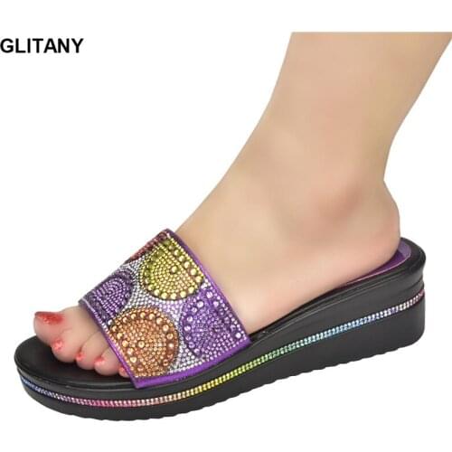 African Women Pumps Womens Shoes Wedges Slippers with Diamonds Ladies Shoes and Sandals Platform Stiletto Heels Open Toe Shoes