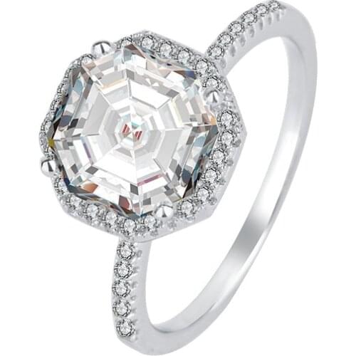 Trendy 925 Sterling Silver Rings 4 CT Real Moissanite Diamonds Gemstone Wedding Engagement Cocktail Ring For Women Fine Jewelry