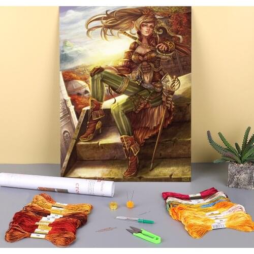 Cartoon Girl Woman Printed 11CT Cross-Stitch Patterns Embroidery DMC Threads work Knitting Hobby Craft Jewelry Design