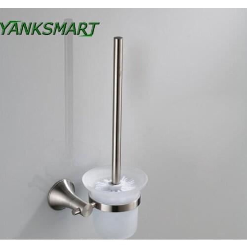 YANKSMART Lavatory Replacement Stainless Steel Nickel Bathroom Cleaning Toilet Brush White Head Holders Bathroom Tool