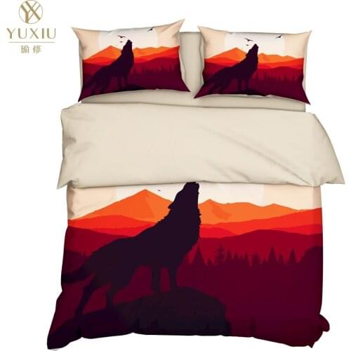 YuXiu 3D Printing Animal Wolf Duvet Covers 3Pcs Sets Bedding Set Bed Linen Cover Pillowcases King Queen Full Twin Double