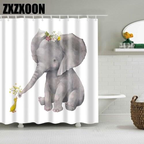 Cat Printed Shower Curtain Cartoon Animal Bath Curtains Bathroom Elephant Panda Bathroom Bath Shower Curtain with Hooks