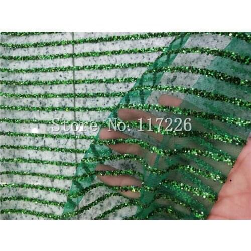 Green color sparkly glitter french net lace fabric glued glitter african Tulle lace JRB-32618 for women party dress