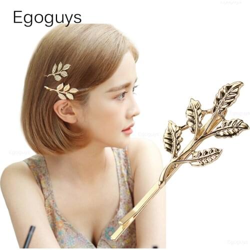 1PC Fashion Girls Olive Leaf Hair Clips Women Metal Hairpins Alloy Leaves Barrettes Twig Branch Bee Headwear Hair Styling Tools