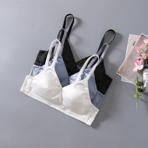 Womens 100% Real Silk Lining with outside satin fabric Sexy everyday Comfortable Wireless Bra Bralette 2015