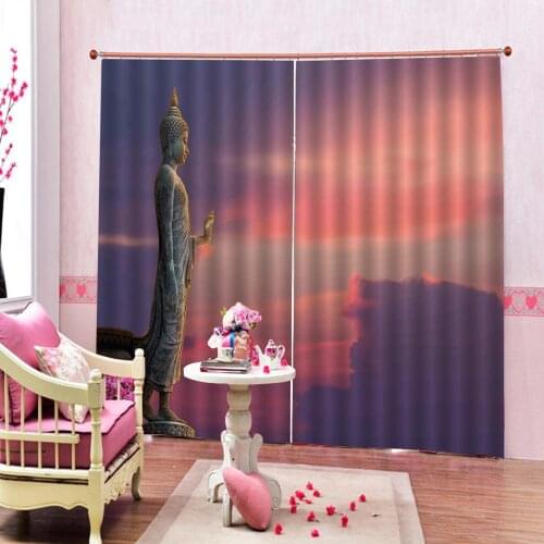 Photo Custom 3D Buddha Window Curtain Digital print For Living room bedroom Night scenery Blackout Window Drapes Sets