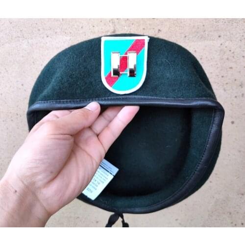 United States US Army 20th Special Forces Group Wool Green Beret OFFICERS CAPTAIN RANK INSIGNIA Military Hat