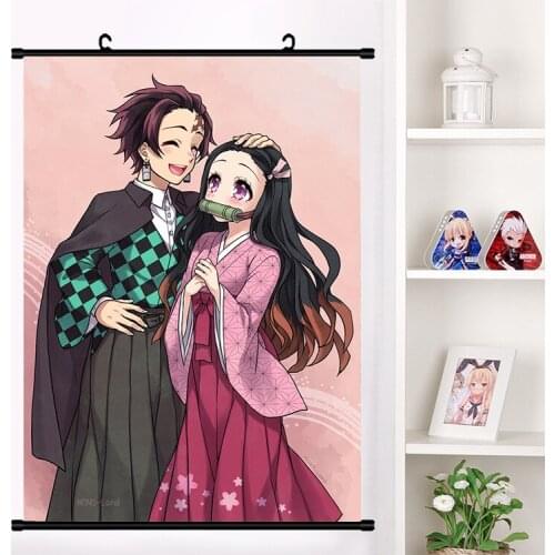 Anime Demon Slayer: Kimetsu no Yaiba Kamado Tanjirou Nezuko Popular Wall Scroll Poster Wall Hanging Poster Home Decor Collection