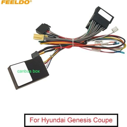 FEELDO Car 16pin Audio Wiring Harness With Canbus Box For Genesis Coupe 09-12 Aftermarket Stereo Installation Wire Adapter