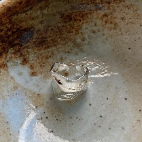 European and American Celi French style Korean 925 sterling silver ring personality trendy jewelry fashion special-shaped wide f