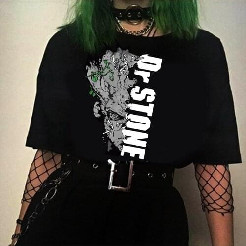 Japanese Anime Dr.STONE T Shirt Men Kawaii Funny Harajuku Cartoon Manga T-shirt Unisex Tshirt Male