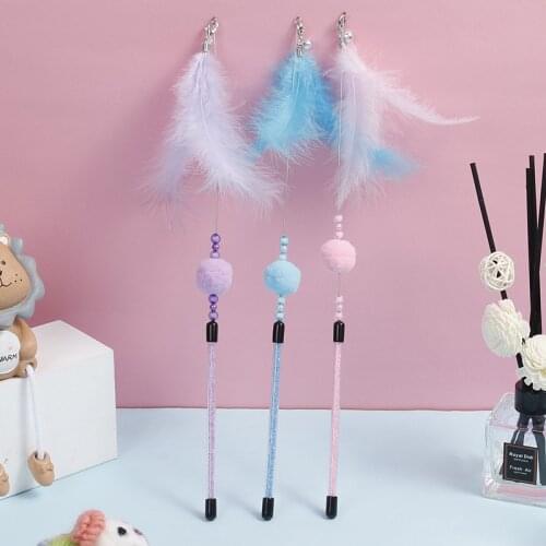 Cat Toy Interactive Feather Wire Funny Cat Stick Cat Toys Chewing Cat Rod Cat Accessories Pet