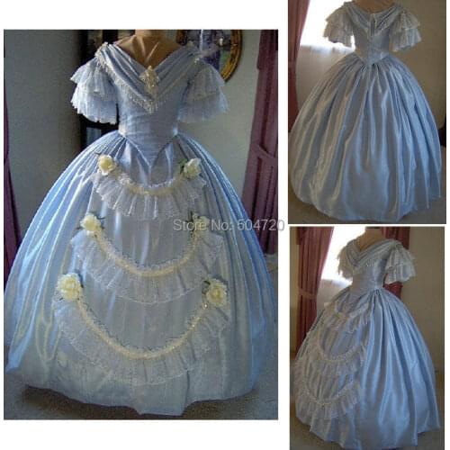 Historical!R-175 19 century Vintage costume 1860S Victorian Lolita/Civil War Southern Belle Ball Halloween dresses All size