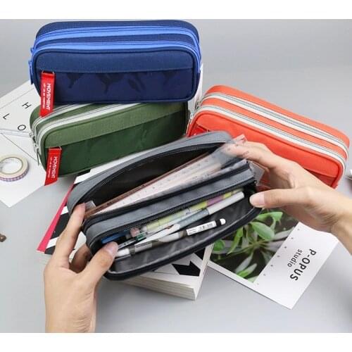 Double zipper camouflage canvas pencil case Boys pencil bag School stationery bag Student pen case School supplies storage bags