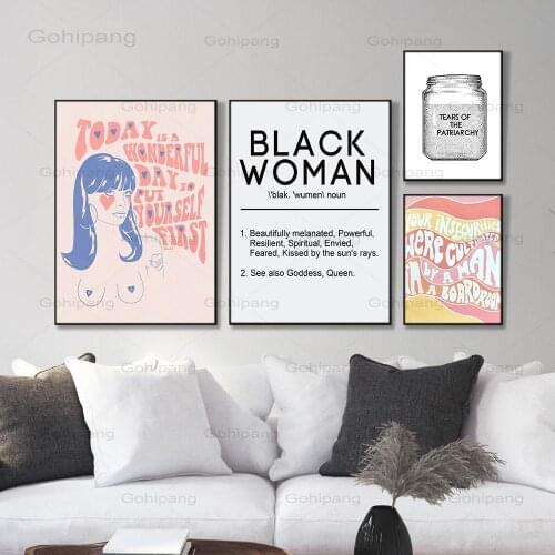 Canvas Painting Black Women Definition Put Yourself First Self Love Feminist Positive Girl Wall Art Prints Home Decor No Frame