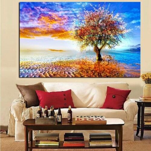 Abstract Colorful Earth Trees Artistic Opus Lonel Painting Print on Canvas Wall Picture Modern Pop Art for Living Room Sofa