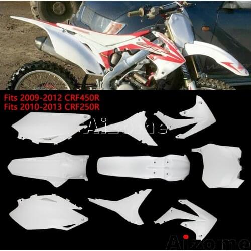 Racing Bike Full Body Plastics Fairing Kit White Motocross Full Plastics Cover Cowling For Honda CRF450R 09-12 CRF250R 2010-2013