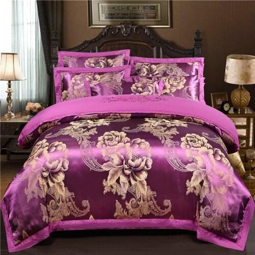 2018 new Satin Jacquard Luxury Bedding Set Soft Bedclothes Duvet/Quilt Cover Bed Linen sheet set 4 Pieces Bedding Sets