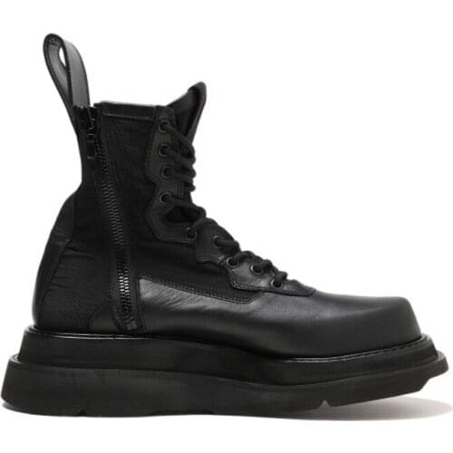 Height Increasing Platform Casual Shoes Men Genuine Cow Leather Luxury Trainers Lace Up Winter Ankle Shoes Military Army Boots