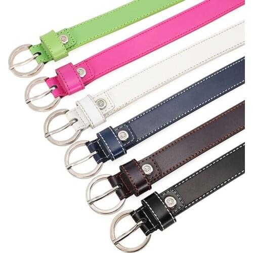 New Women Leather Belt Classic Retro Simple Belt Female Round Buckle Wild Round Pin Buckle Belt for Women Woman Belts for Dress