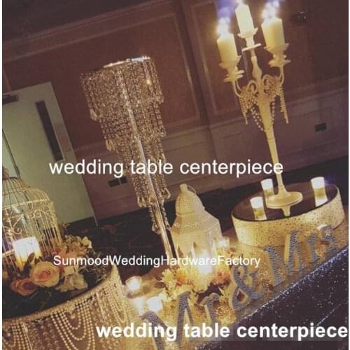 New style hot sale wedding crystal acrylic gold wedding crystal candelabra centerpiece senyu01075