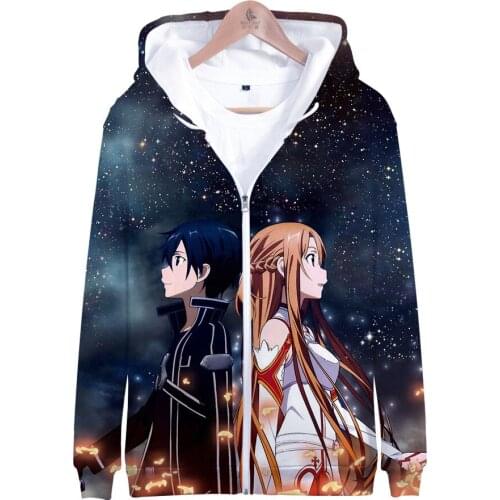 Sword Art Online SAO 3D Hoodies Men Women Harajuku Streetwear Hoodie Sweatshirt Zipper Anime Fans Jacket Clothes Sudadera