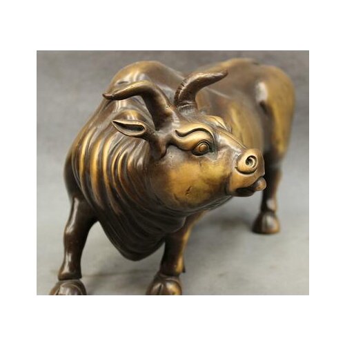 Wholesale factory Decoration Crafts Brass 13" Chinese Pure Bronze Copper Year Zodiac Wealth Bull Ox Buff Statue Sculpture 25% of