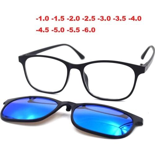 2 in 1 Polarized Clip On TR90 Myopia Reading Sunglasses Women Men magnet -1 -1.5 -2 -2.5 -3 -3.5 -4 -5 -6