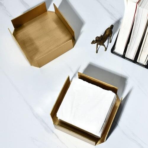 Simplicity Brass Tissue Box Creativity Restaurant Desktop Napkin Holder Hotel Front Desk Draw Paper Organizer Home Decoration