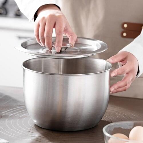 Household lard basin, stainless steel egg-beating basin, large-capacity kitchen basin with lid, restaurant seasoning basin