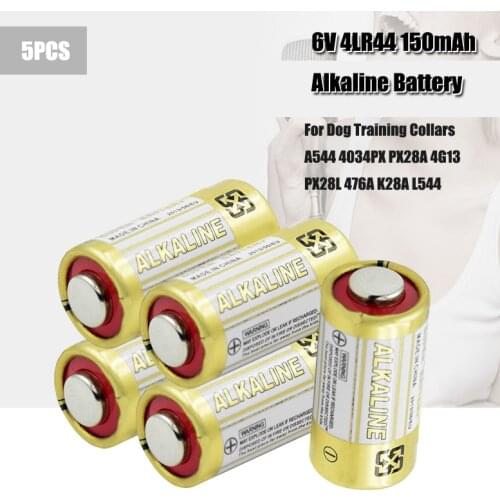 5pcs 4LR44 6V 150mAh Dry Alkaline Battery For Dog Training Collars A544 4034PX PX28A 4G13 PX28L 476A K28A L544
