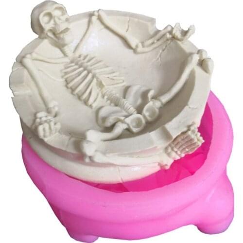 M2EA Skull-shaped Ashtray Silicone Mold Jewelry Epoxy Resin Casting Jewelry Tool Making Resin Diy Craft Home Decoration
