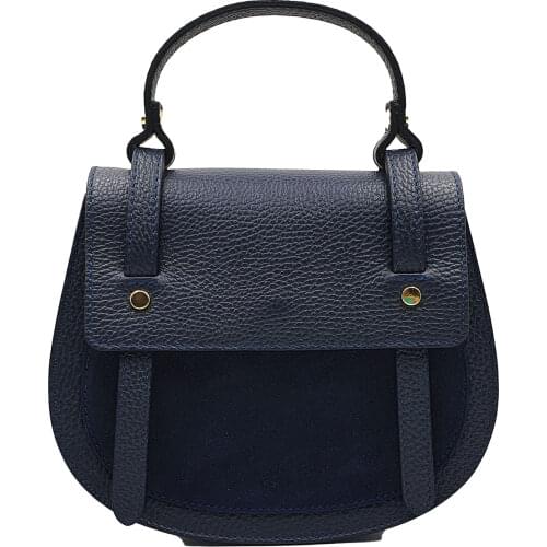 Womens cross body bag Livorno, genuine leather, Italy, textile belt, leather handle, small