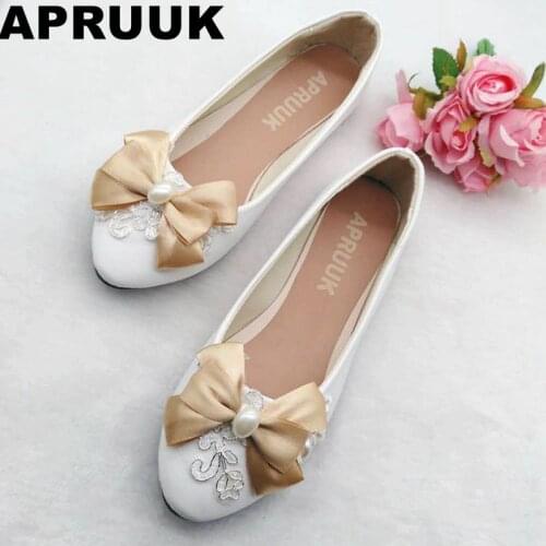 Womens flat heel shoes spring autumn comfortable bow bowtie silver laces shoes ladies party wedding shoes low med heel
