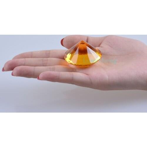 40mm Amber Centerpieces Golden Yellow Crystal Ornament Glass Diamond Home Wedding Decoration Best Gift For Friend